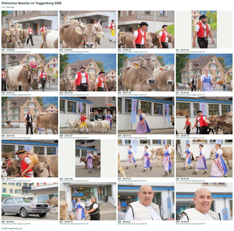 Contact sheet 3 showing photos 040 to 059 from the Nesslau Cattle Show 2026.